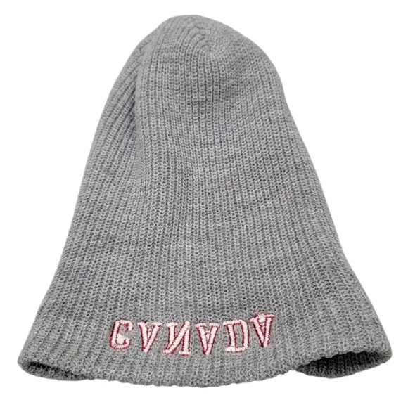 Roots Canada Raised Cuff Knit Beanie Toque Grey Winter Hat “Right to Play” - Picture 9 of 16